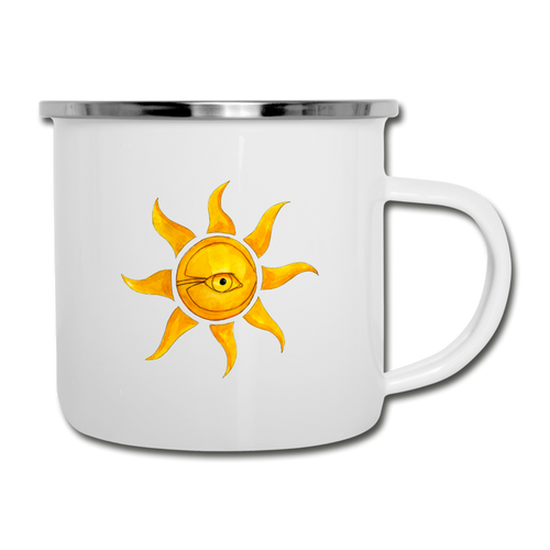 Mach Dein Licht an! Emaillebecher - white